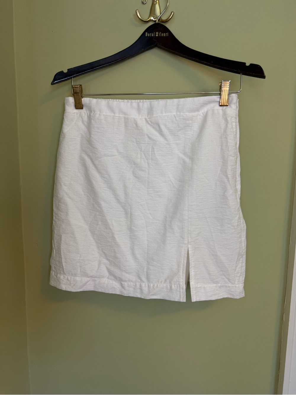 Shinestar White Linen-Effect Mini Skirt - Fits Small